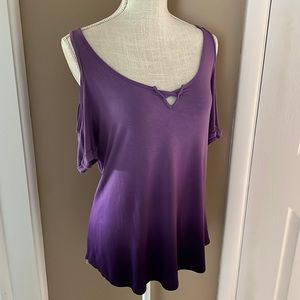 Rock & Republic Purple Ombré Short Sleeve Cold Shoulder Top Size S